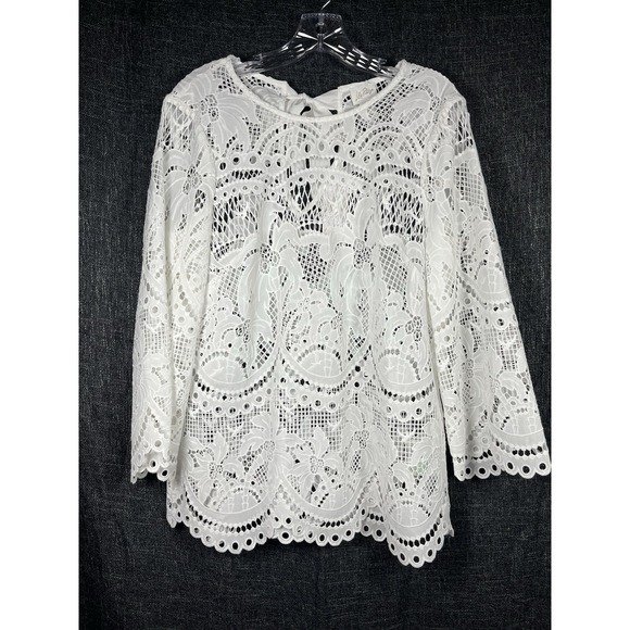 Lilly Pulitzer Tops - $228 NWT Lilly Pulitzer Sz 8 Oaklynn Tunic Lace White Palms Paradise Ribbon New